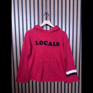 Sundry Sweater 0 / 2XS Womens Red Fleece Cut Off Flare Sleeve 'Locals' Hooded